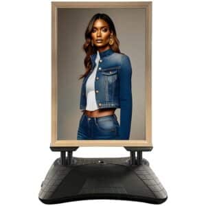 Stilfuldt Wind-Pro Waterbase Gadeskilt i Sort/Light Wood - A1 Størrelse